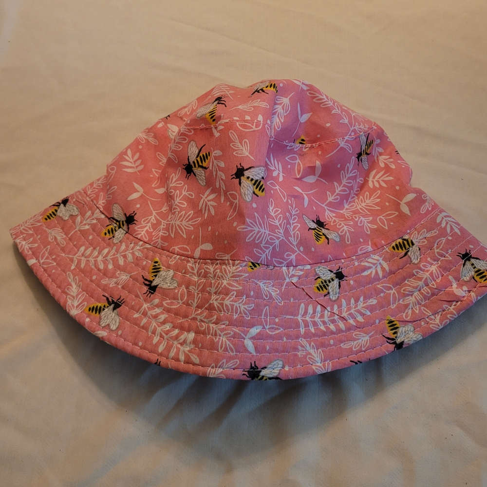Pink Bee Patterned Bucket Sun Hat